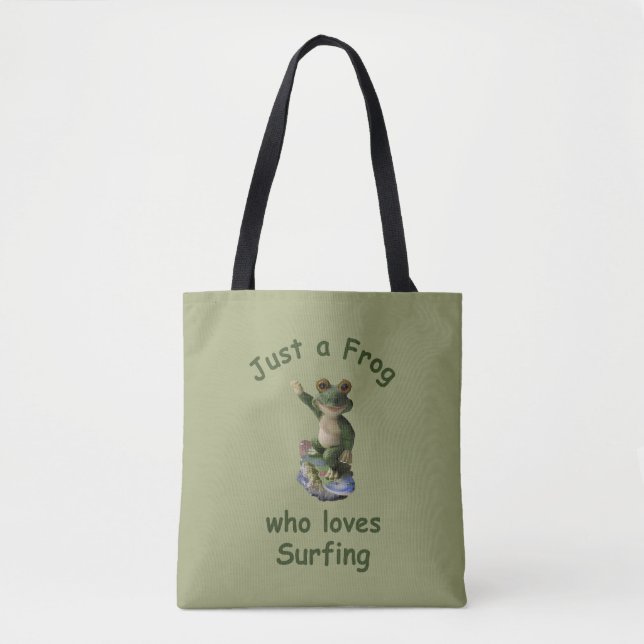 Funny surfing Kawai frog Tasche (Vorderseite)