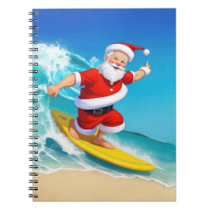 Funny Surfing Santa Claus Notizblock
