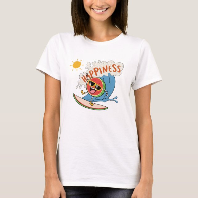 Funny Surfing Watermelon Tee – Feel-Good Vibes (Vorderseite)
