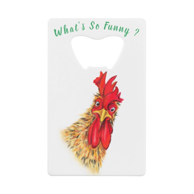 Funny Surprised Curious Rooster Bottle Opener Geldbeutel Flaschenöffner (Vorderseite)