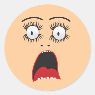 Funny Surprized Lady Face Runder Aufkleber
