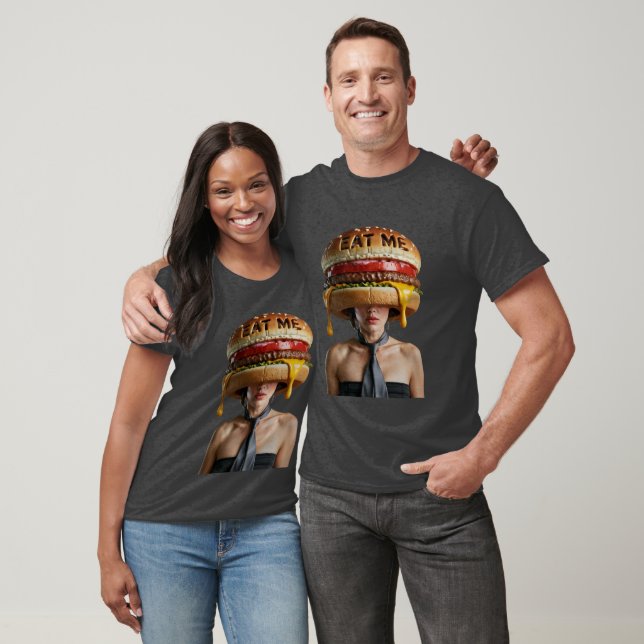 Funny Surreal Cheeseburger Frau T-Shirt (Unisex)