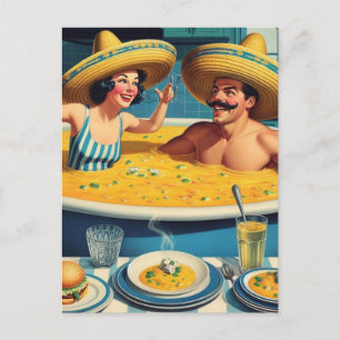 Funny Surreal Soup Hot Tub Postkarte