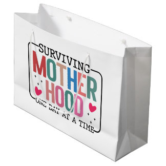 Funny surviving Motherhood word art Große Geschenktüte