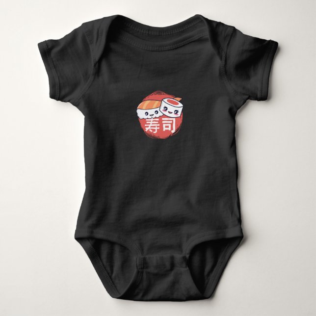 Funny Sushi Cartoon Design Baby Strampler (Vorderseite)