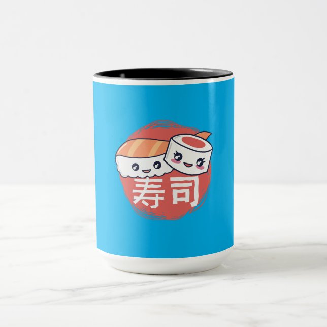 Funny Sushi Cartoon Design Tasse (Zentrum)