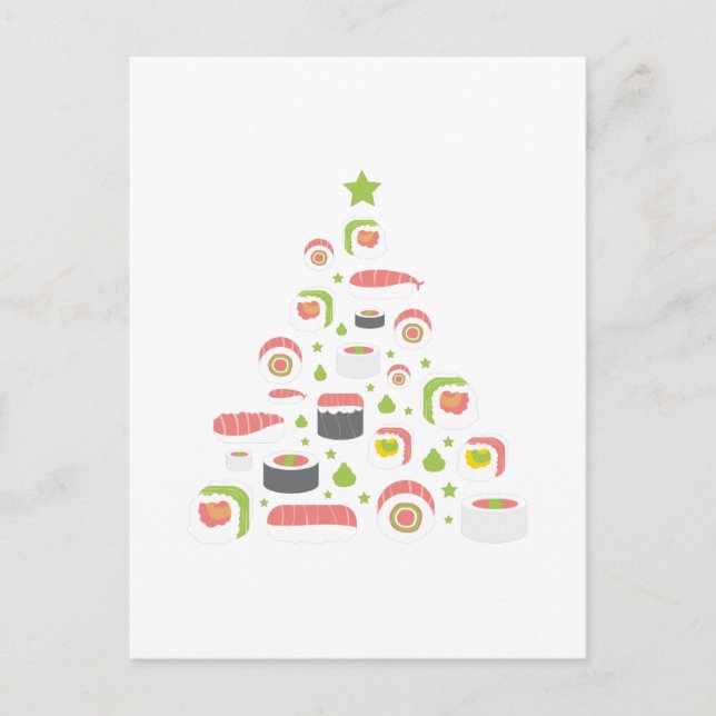 Funny Sushi liebt Weihnachtsbaum hinzufügen Text Postkarte (Vorderseite)