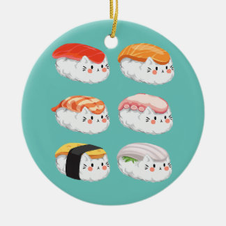 Funny Sushi Sixpack Katzen für alle Katzen Liebhab Keramik Ornament