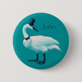 Funny Swan Vogelbeobachtung Button