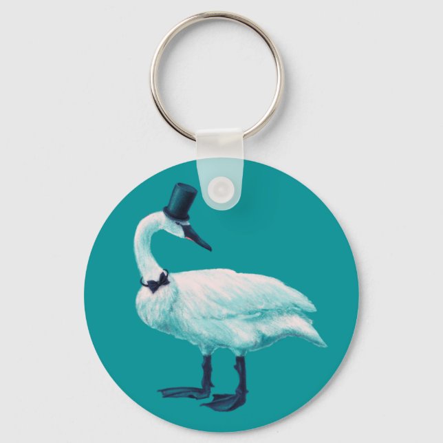 Funny Swan Vogelbeobachtung Schlüsselanhänger (Vorderseite)