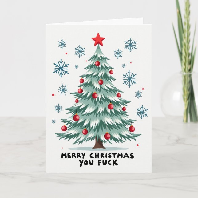 Funny Sweary Christmas Tree Card Karte (Vorderseite)