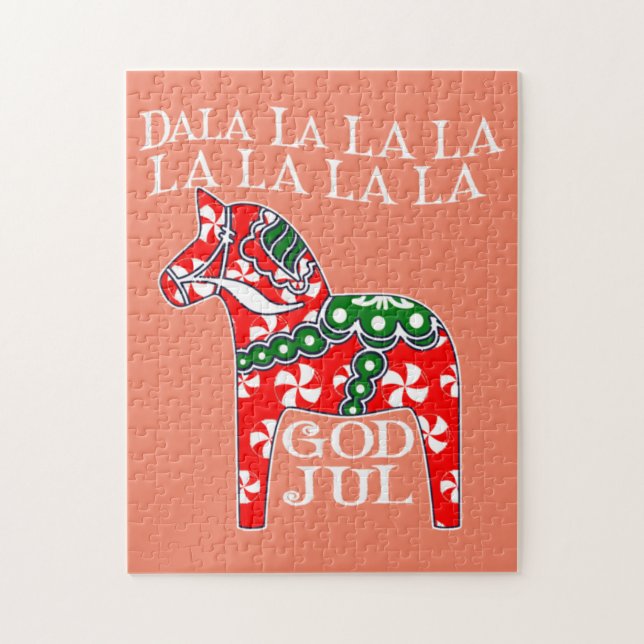 Funny Swedish Christmas God Jul Dala Horse Dalahos (Vertikal)