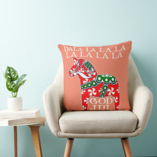 Funny Swedish Christmas God Jul Dala Horse Dalahos Kissen