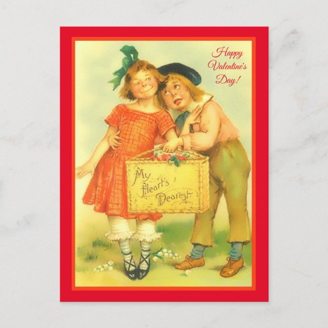 Funny Sweet Boy and Girl Happy Valentine's Day Postkarte (Vorderseite)