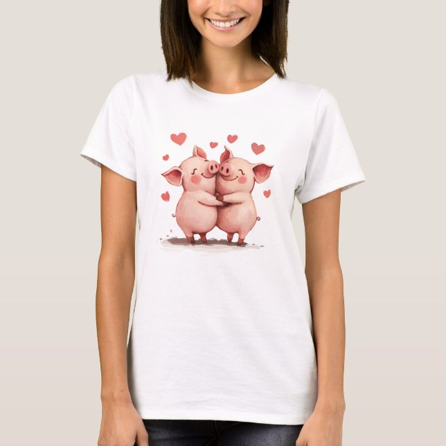 Funny Sweet Chic Niedliche, farbenfrohe Schweine T-Shirt (Vorderseite)