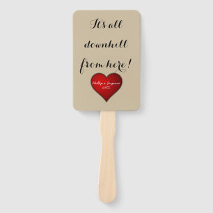 Funny Sweet Wedding Red Heart mit Namen und Jahr Fächer
