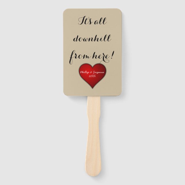 Funny Sweet Wedding Red Heart mit Namen und Jahr Fächer (Vorderseite)