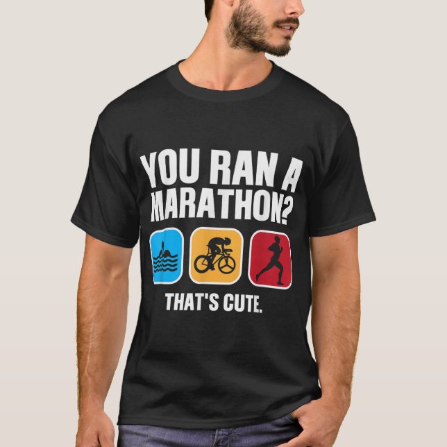 Funny Swim Bike Lauf Triathlon Design Männer Fraue T-Shirt (Vorderseite)