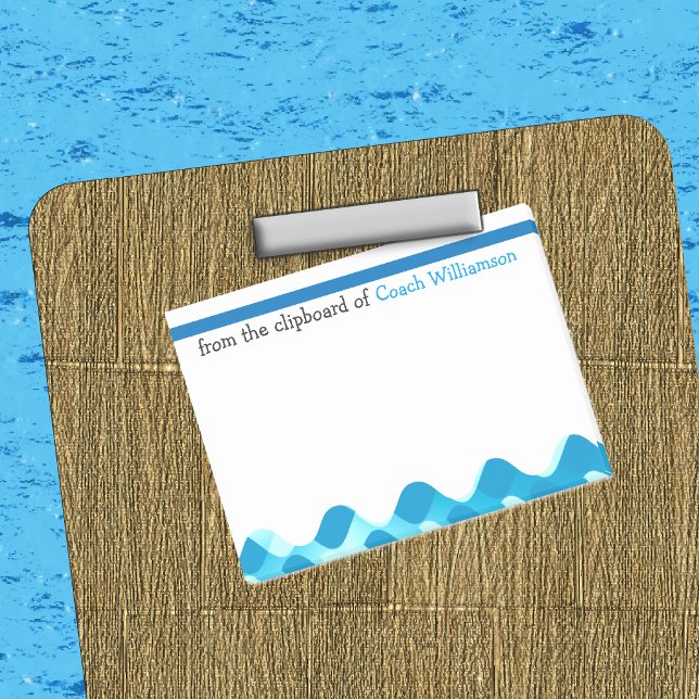 Funny SWIM COACH Personnalisé Post-it Notes (Swim Coach Post-it® Notes Front view In Situ on Clipboard Illustration)
