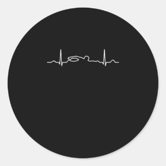 Funny Swimmer Heartbeat Bekleidung, Schwimmen Fan Runder Aufkleber