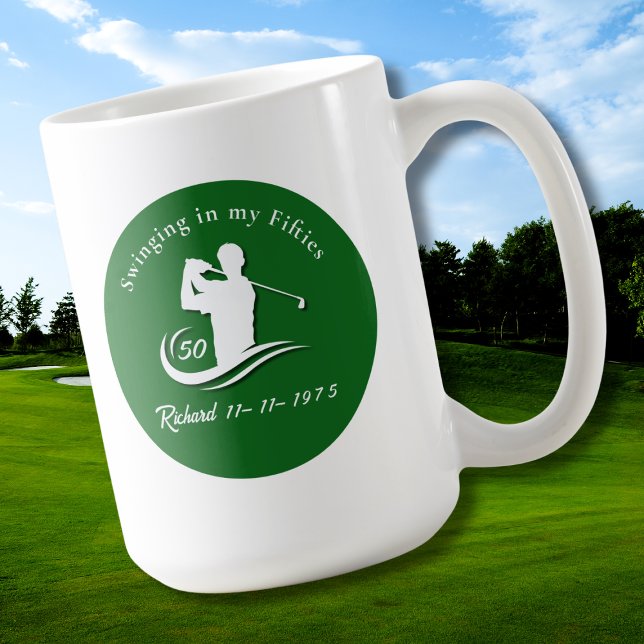 Funny Swinging In My Fifties Modern Golf Player Kaffeetasse (Von Creator hochgeladen)