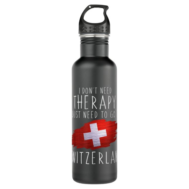 Funny Swiss Geschenke Just Go to Switzerland Gesch Edelstahlflasche (Vorderseite)