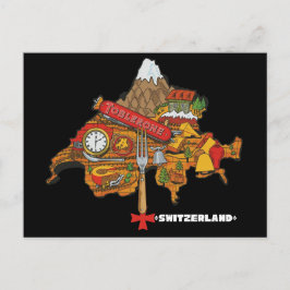 Funny Switzerland Souvenir Toblerone Swiss Map Postkarte