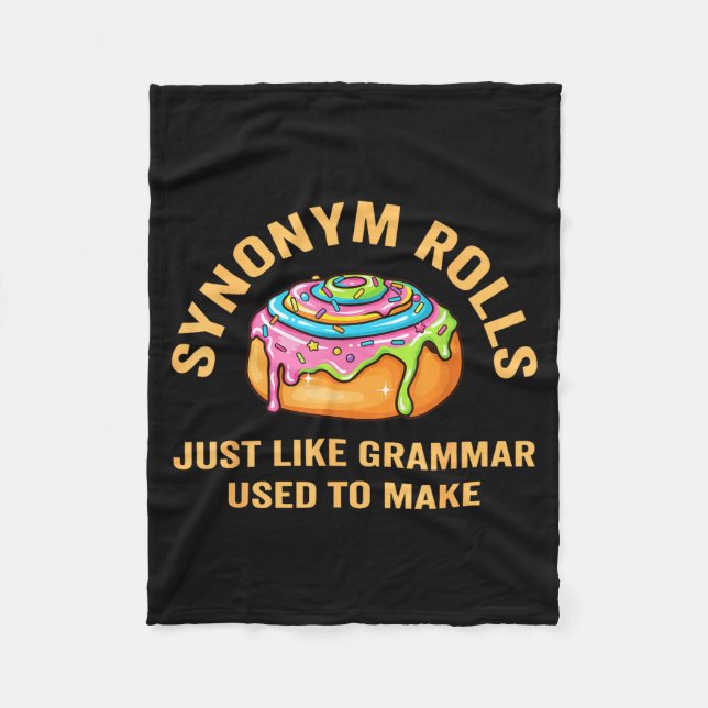 Funny Synonym Rolls Joke Cinnamon Rolls Grammar Pu Fleecedecke (Vorderseite)