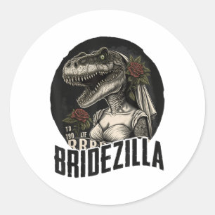 Funny T-rex Bride Design, Bridezilla _1 Runder Aufkleber