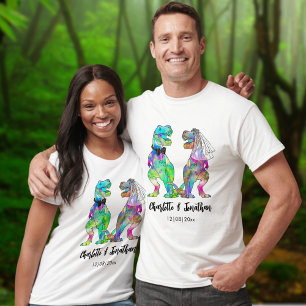 Funny T-Rex Bride & Groom Dinosaur Wedding T-Shirt