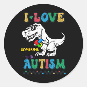 Funny T.rex Dino Dinosaur I Liebe Jemand mit Auti Runder Aufkleber