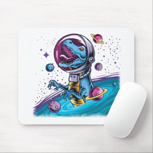 Funny T-Rex Dinosaur im Weltraum Mousepad
