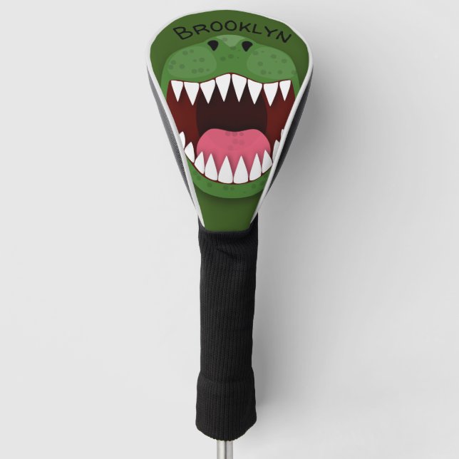 Funny T Rex dinosaur mouth cartoon illustration Golf Headcover (Vorderseite)