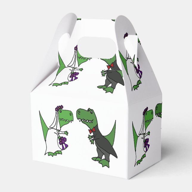 Funny T-rex Dinosaurier Bride und Groom Wedding Ar Geschenkschachtel (Vorderseite)