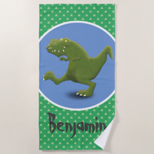 Funny t rex Dinosaurier Cartoon Illustration Strandtuch