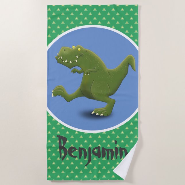 Funny t rex Dinosaurier Cartoon Illustration Strandtuch (Vorderseite)