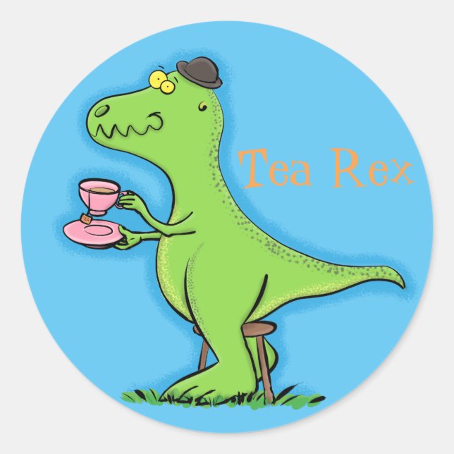 Funny T rex dinosaurier Cartoon Runder Aufkleber (Vorderseite)