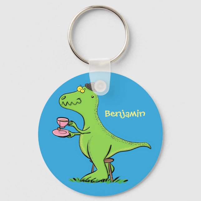 Funny T rex dinosaurier Cartoon Schlüsselanhänger (Vorderseite)