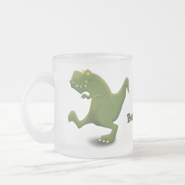 Funny T rex dinosaurier Cartoon Spaß Mattglastasse (Links)