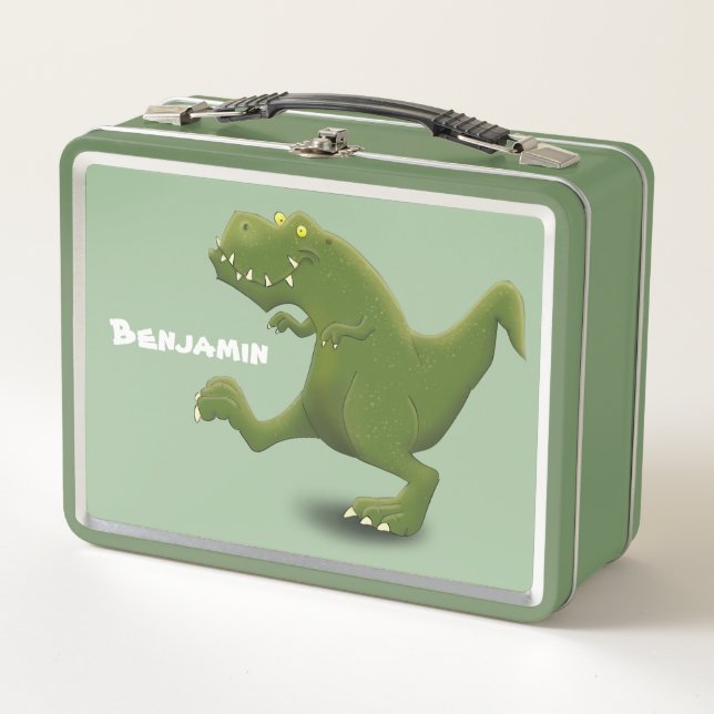 Funny T rex dinosaurier Cartoon Spaß Metall Brotdose (Vorderseite)