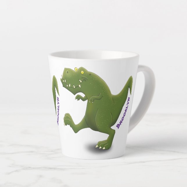 Funny T rex dinosaurier Cartoon Spaß Milchtasse (Rechte Ecke)