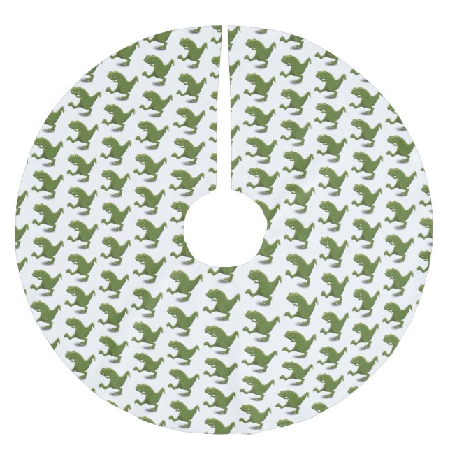 Funny T rex dinosaurier Cartoon Spaß Polyester Weihnachtsbaumdecke (Vorderseite)