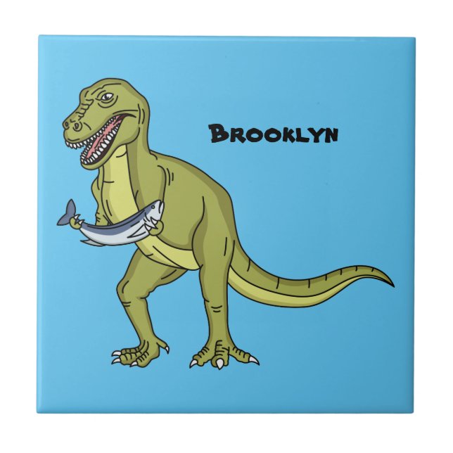 Funny T rex dinosaurier Illustration Fliese (Vorderseite)