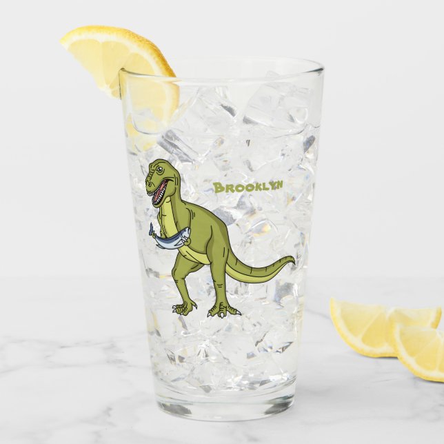 Funny T rex dinosaurier Illustration Glas (Vorderseite Ice)