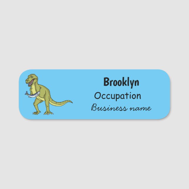 Funny T rex dinosaurier Illustration Namensschild (Vorderseite)