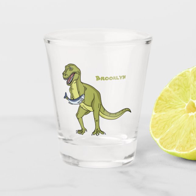 Funny T rex dinosaurier Illustration Schnapsglas (Vorderseite)