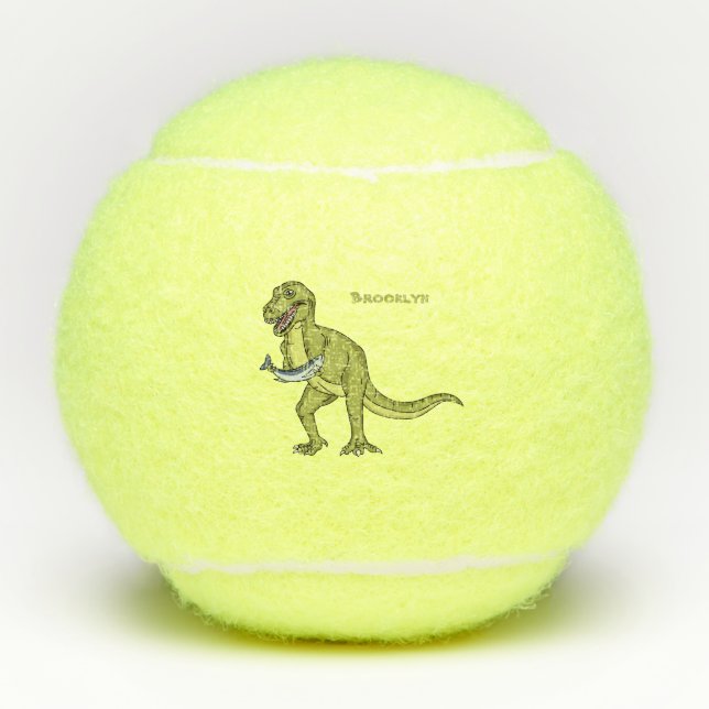 Funny T rex dinosaurier Illustration Tennisbälle (Vorderseite)