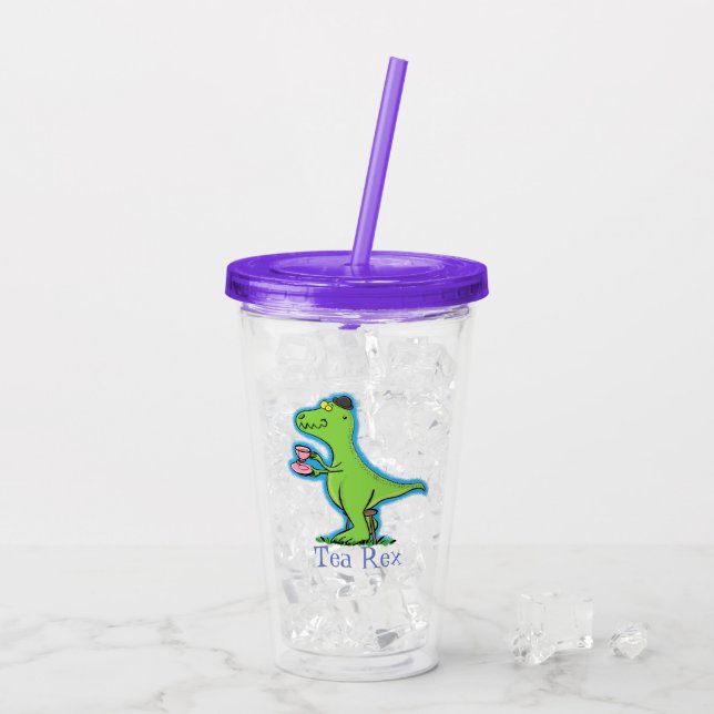 Funny T rex dinosaurier trinken Tee Cartoon Acryltrinkbecher (Rückseite Ice)