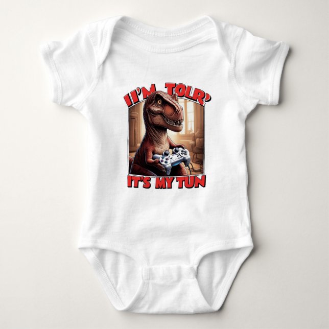 Funny T-Rex Gamer Quote Design Baby Strampler (Vorderseite)