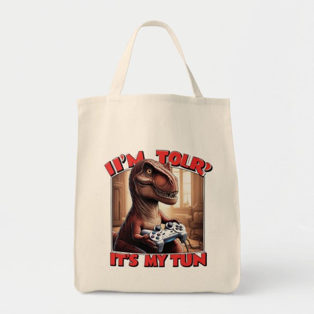 Funny T-Rex Gamer Quote Design Tragetasche (Vorne)